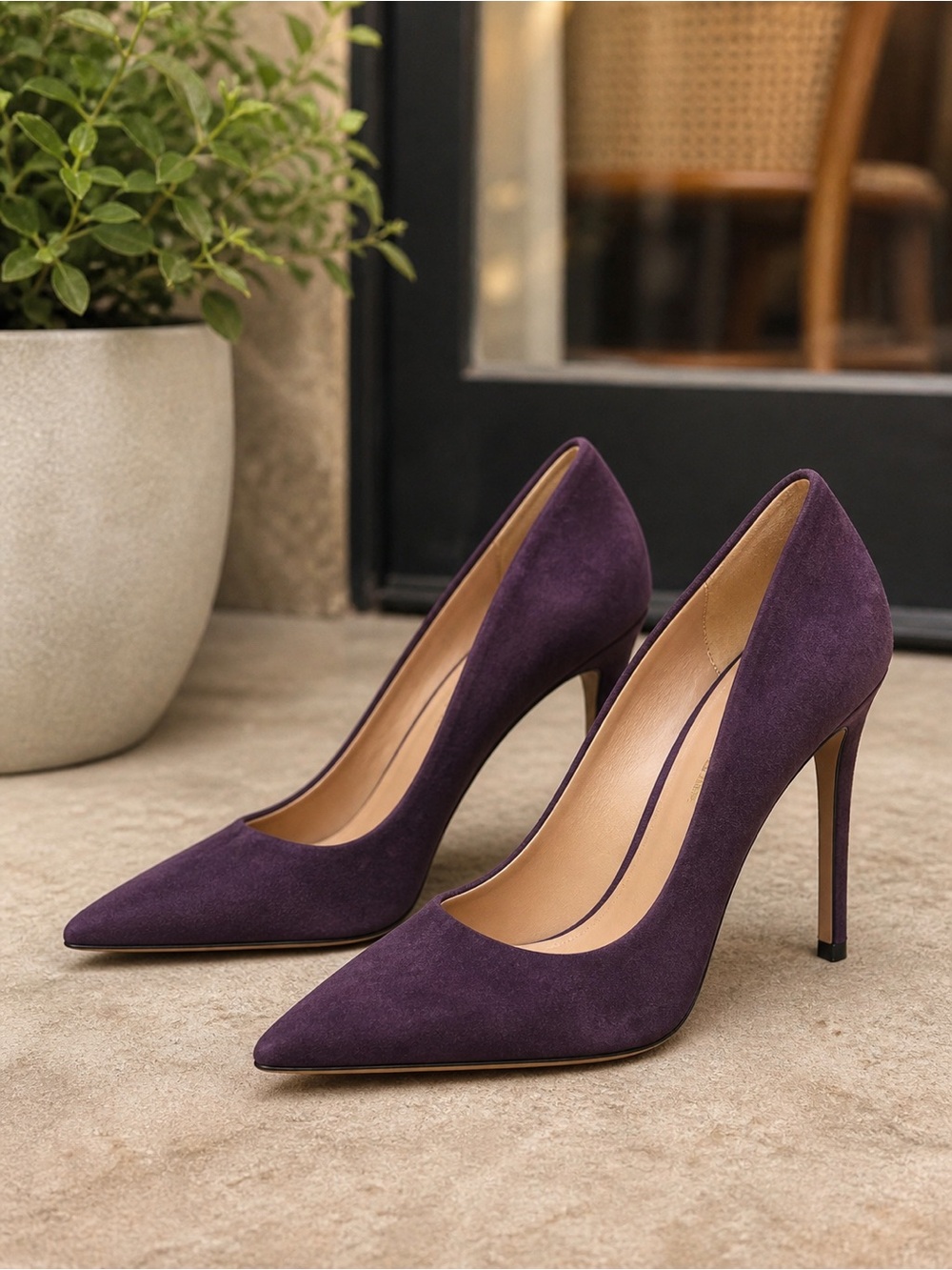 Arezzo Plum Suede Pointed Toe Stiletto Pumps Heels Size 9